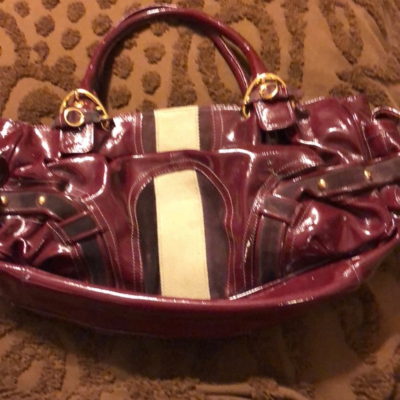 👜 Juicy Couture Dark Red Leather Satchel Purse - Picture 6 of 17